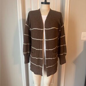 Pink Rose Brown and Cream Striped Cardigan